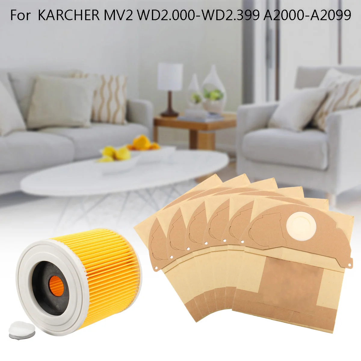6x пыли Сумки для чистки+ 1x фильтр для KARCHER MV2, WD2.000-WD2.399, A2000-A2099 часть