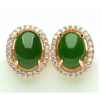 

>>>noble jewelry New Fine 925 Silver Green Hetian Jade Women Luck Zircon Ellipse