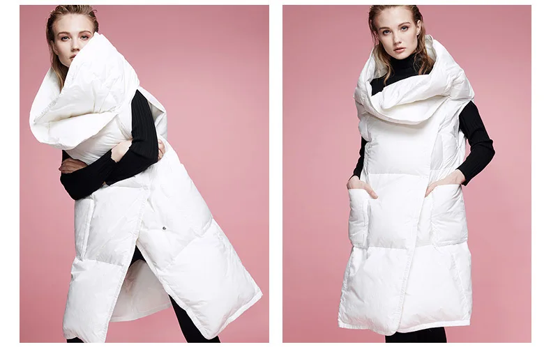 S-7XL размера плюс, зимний жилет из 90% утиного пуха, модное Брендовое пальто с высоким воротником и большими карманами, теплое пуховое пальто wj1501