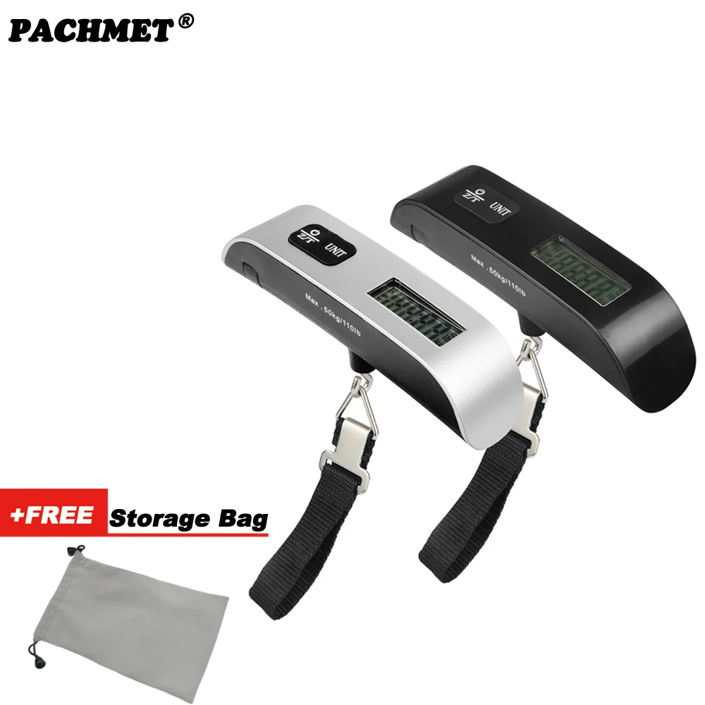 

1pc 50KG/10g Portable LCD Digital C/F Thermometer/Luggage Hook Strap Scale 110lb Travel Backlight Hanging Scales+ Free Bag