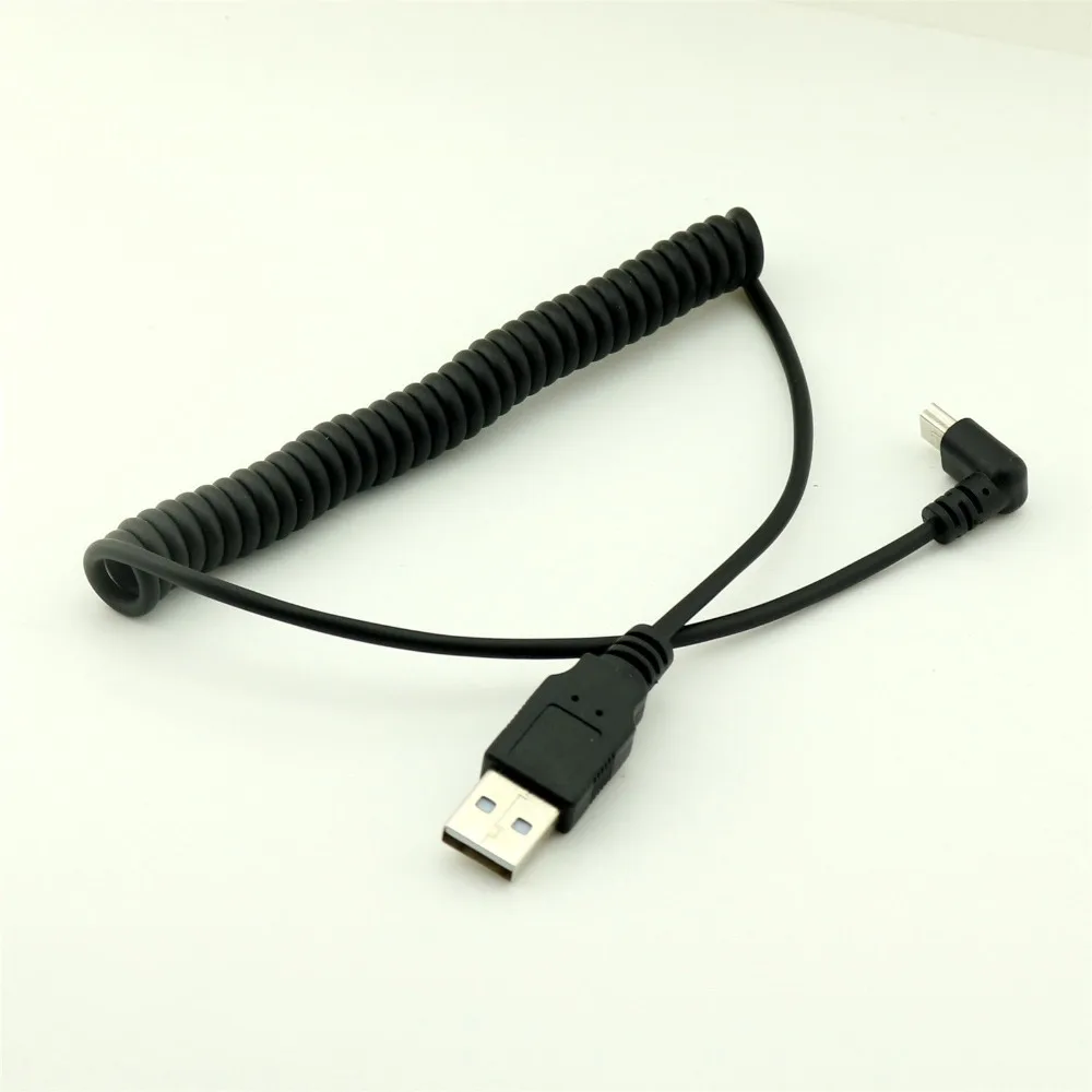 10 шт. спиральная USB 2 0 A папа к мини 5 Pin Мужской Вниз угол адаптер кабель 5FT |