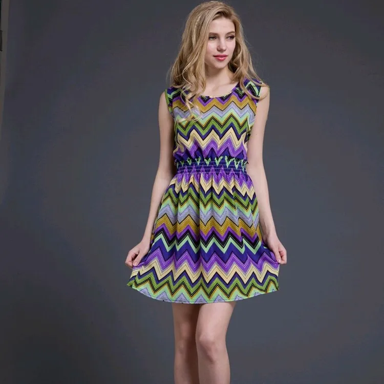 Fashion Chiffon Dress Sleeveless Floral Dress 4