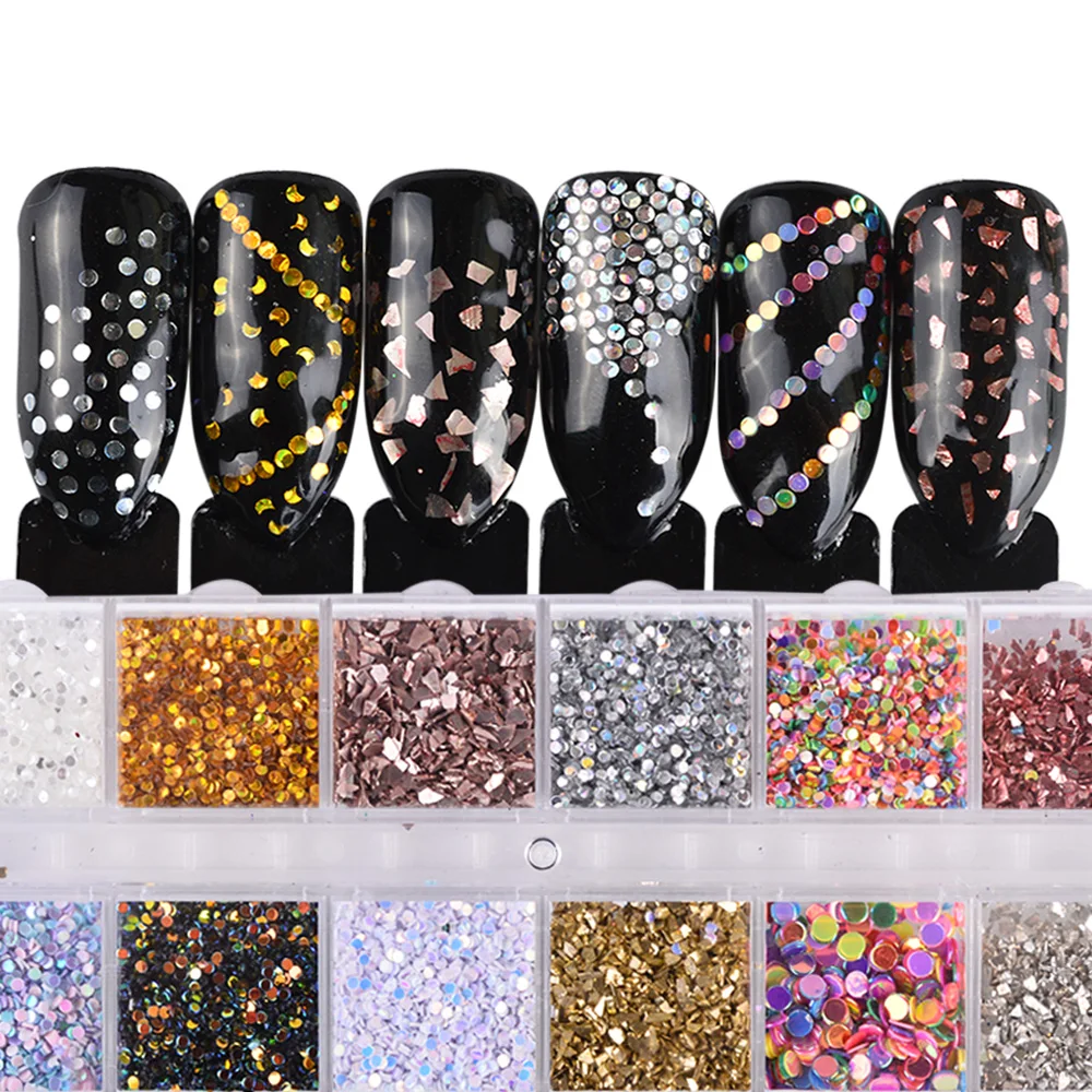 

1 Set Colorful Mini 3d Nail Sequins Thin Paillette Nail Glitter Shining Nail Sparkly Sticker Tips Manicure Nail Decorations BEY