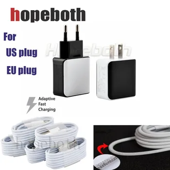 

5V 3A Mobile Phone Charger Universal 3 USB Wall Charger Travel Adapter For Phone Tablet For Samsung Xiaomi +1M White Woven Cable