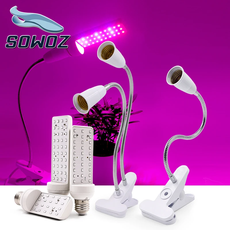 

SOWOZ AC220V indoor plant growth lamp E27 multi-flesh plant supplementary lamp with button flexible metal hose bracket