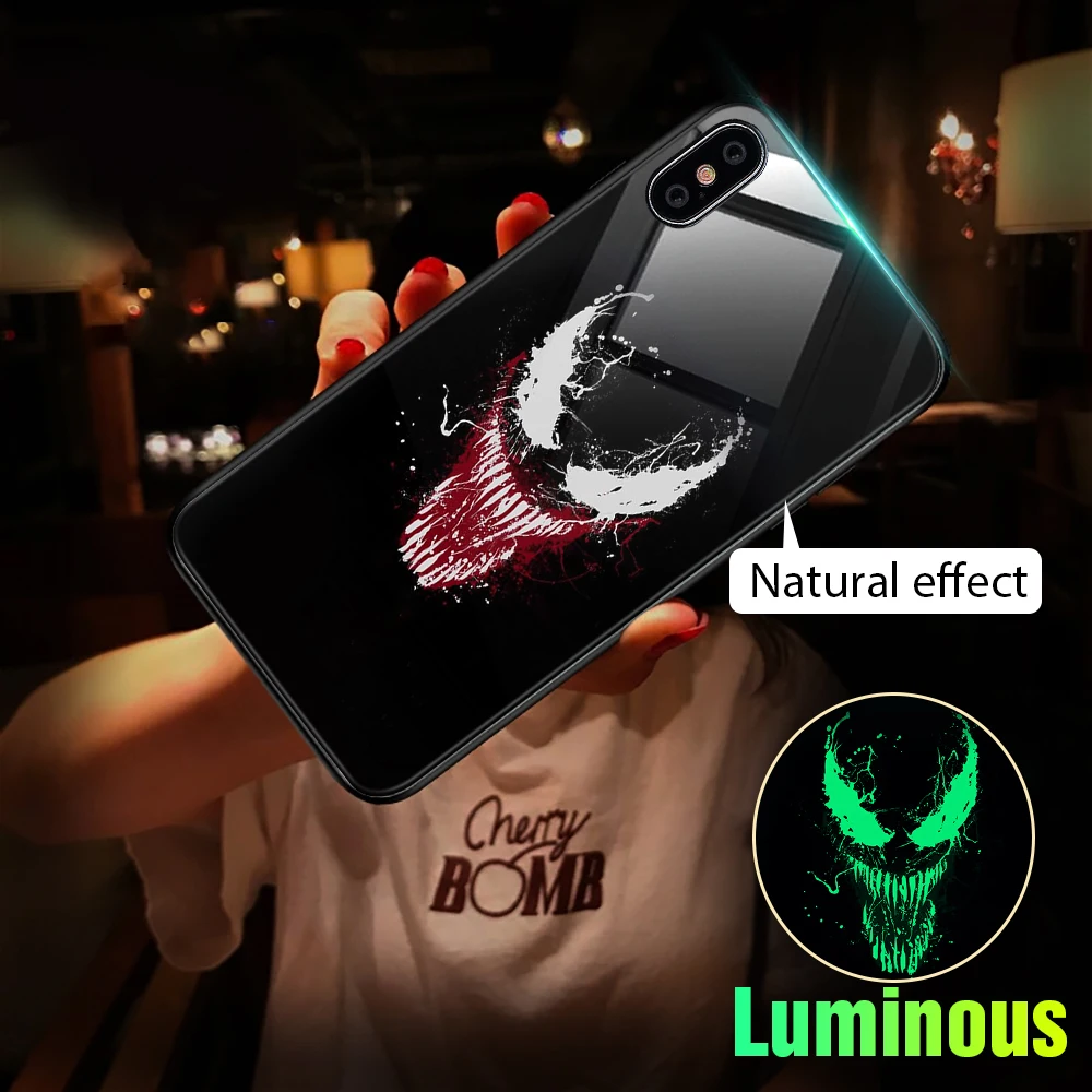 Marvel Venom Glass Case For iPhone 7 8 Plus Case For iPhone X XS MAX XS Luxury Silicone Phone Cases For iPhone 6 S 6S Plus