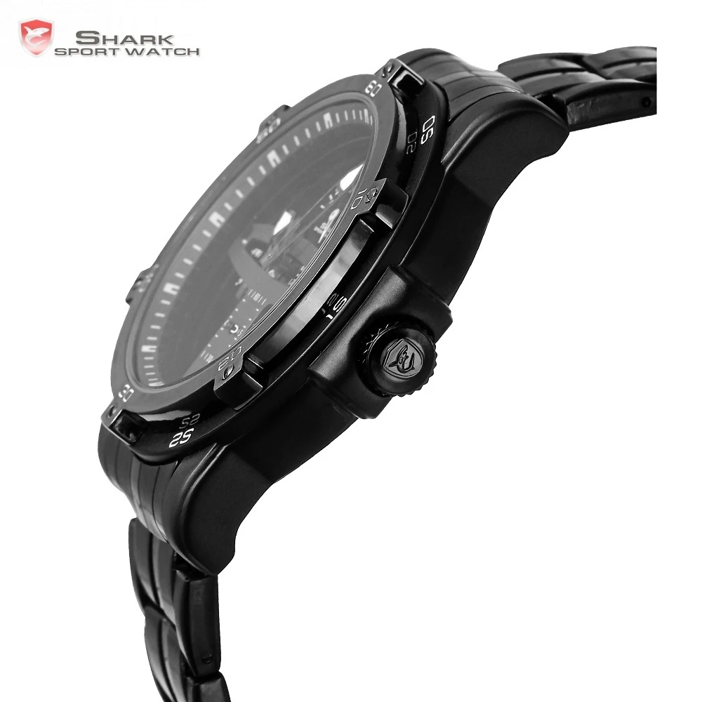 Greenland Shark Sport Watch Brand Creative Black Date Calendar Waterproof Steel Band Quartz Men Watches Masculino Relogio /SH426