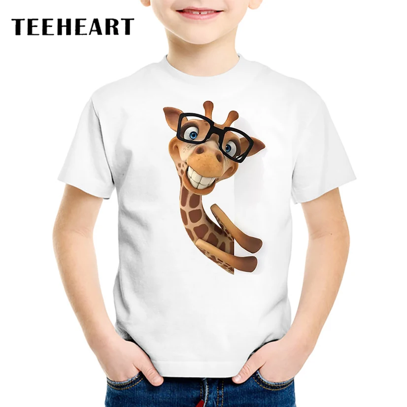 18M 10T Cool 3D Giraffe Print Modal t shirt Kids Animal T Shirts