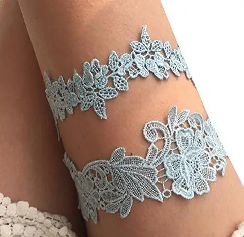 

Blue Lace Bridal Garter Lace Wedding Garter, Elegant Garter Bridal Shower Gift Women Thigh Ring Leg Garter