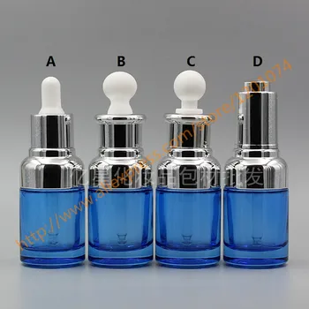 

30ml blue Glass Essential Oil Bottle With shiny silver dropper lid or press cover.Oil vial.cosmetic essential oil container.