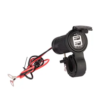 

12 24V Motorcycles Car Vehicle Outlet Socket Waterproof Dual USB Charger Adapter