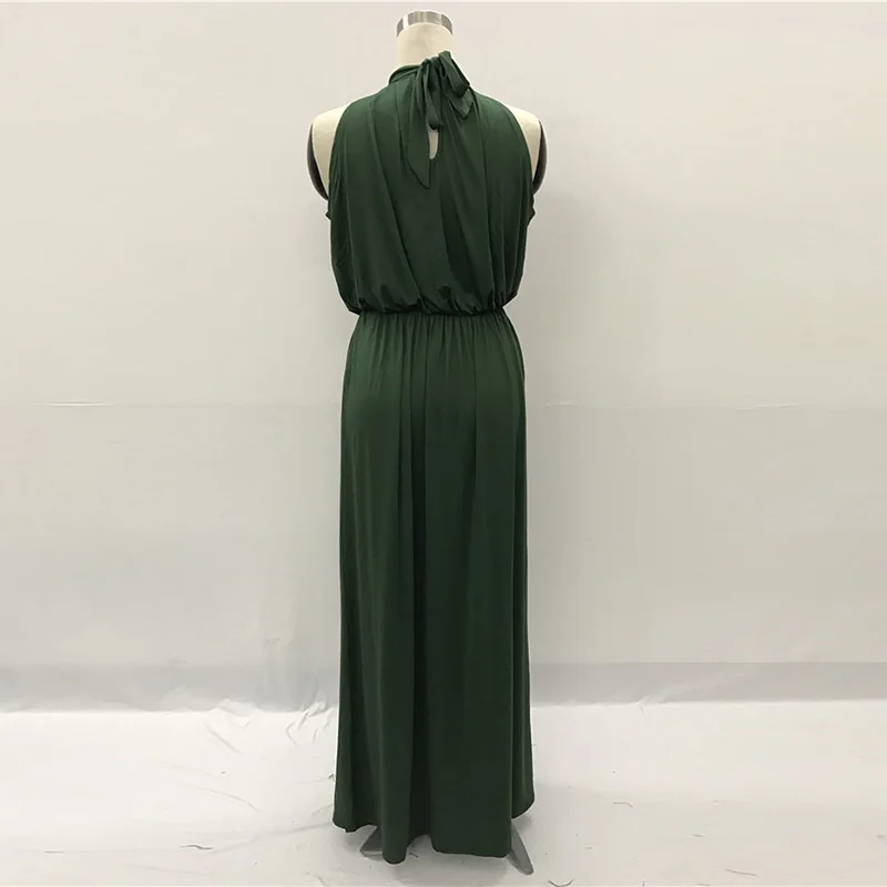 Kostlich Loose Casual Plus Size Ladies Dreses Elastic Waist Back Bow Tie Sexy Women Long Dress O-Neck Sleeveless Summer Dress (21)