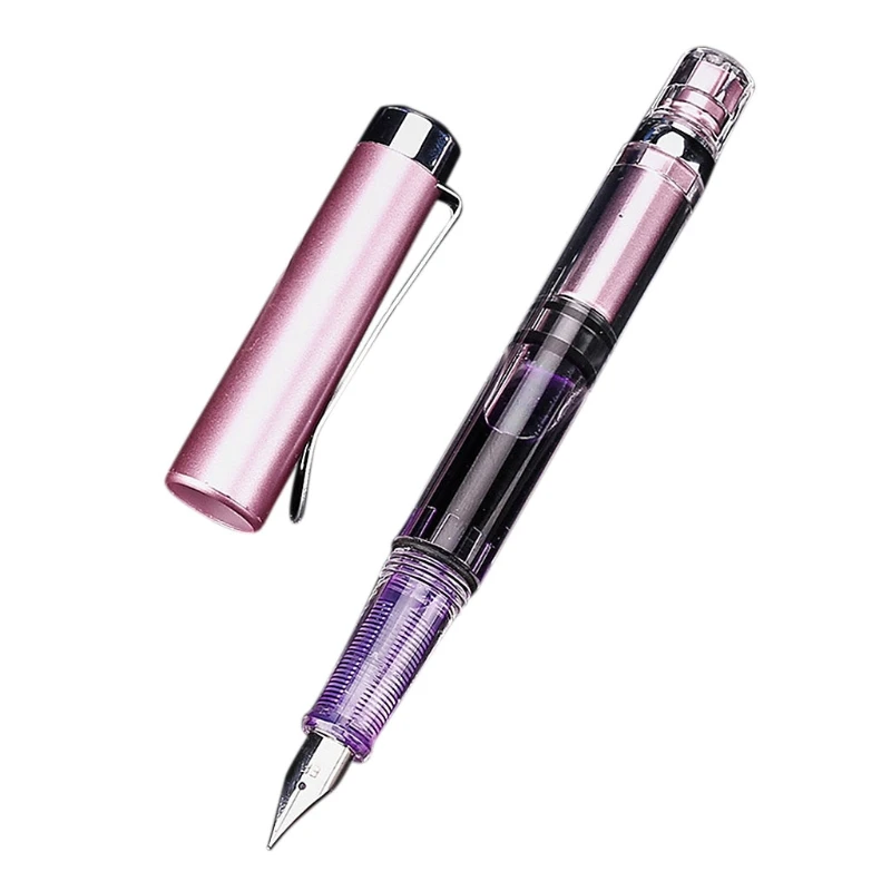 Красочная прозрачная перьевая ручка мелкая перо для студентов канцелярские принадлежности для письма - Цвет: Розовый