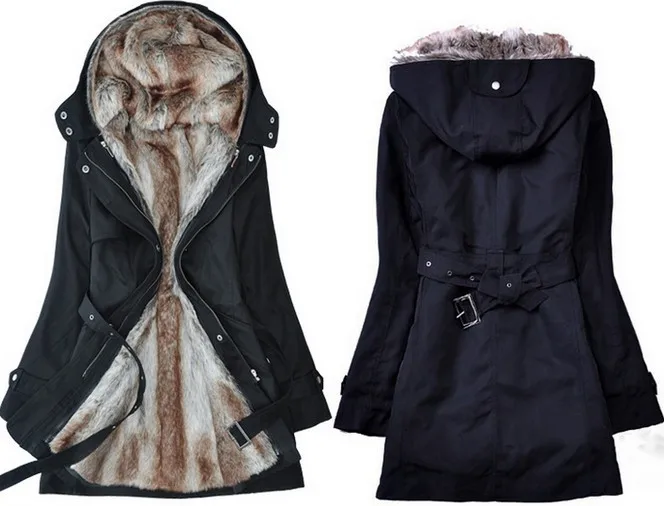 

Women Winter Coats Jackets Faux Fur Warm Parka Hood Coat