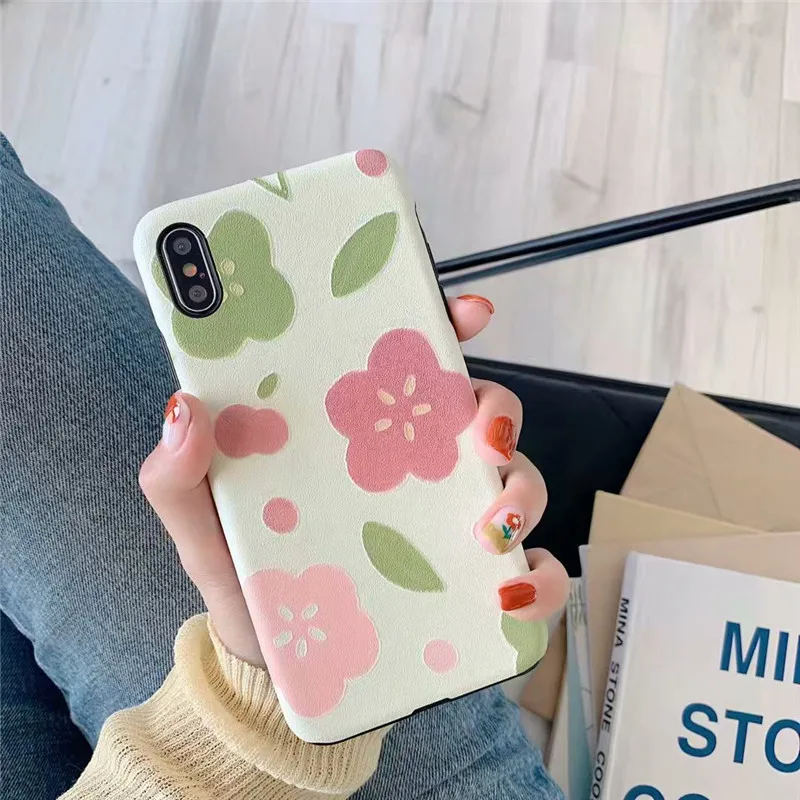OUrpho рельефный Шелковый чехол для телефона iphone XR XS MAX X милый цветок синий животное