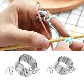 

1Pc Yarn Spring Guides Metal Knitting Thimble Stainless Steel Needle Thimble Jacquard Sewing Tool Accessories