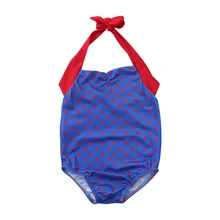 Детские купальники для девочек из полиэстера, Цельный купальник, купальный костюм, бикини в горошек, пляжная одежда, наряды без рукавов, комбинезон K530