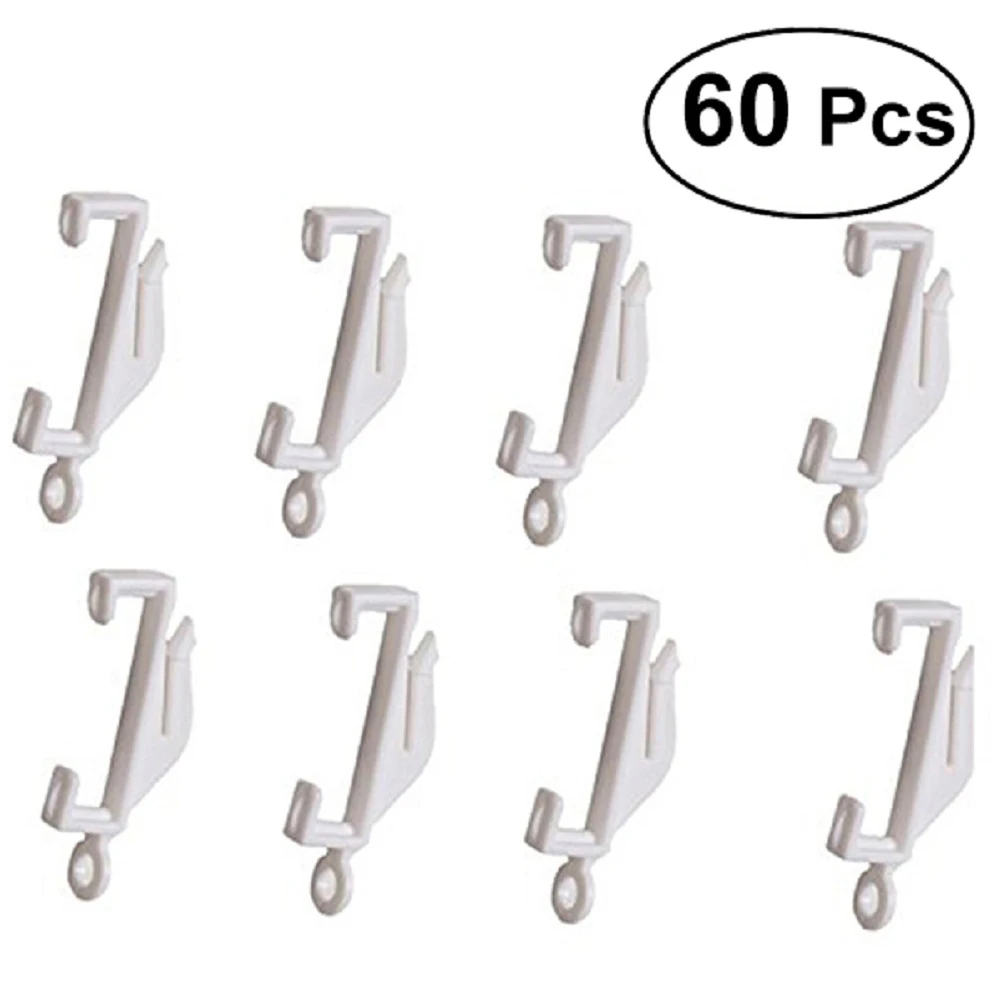 60pcs Curtain Rail Track Glide Hooks Curtain Glider for Deco Rail Track