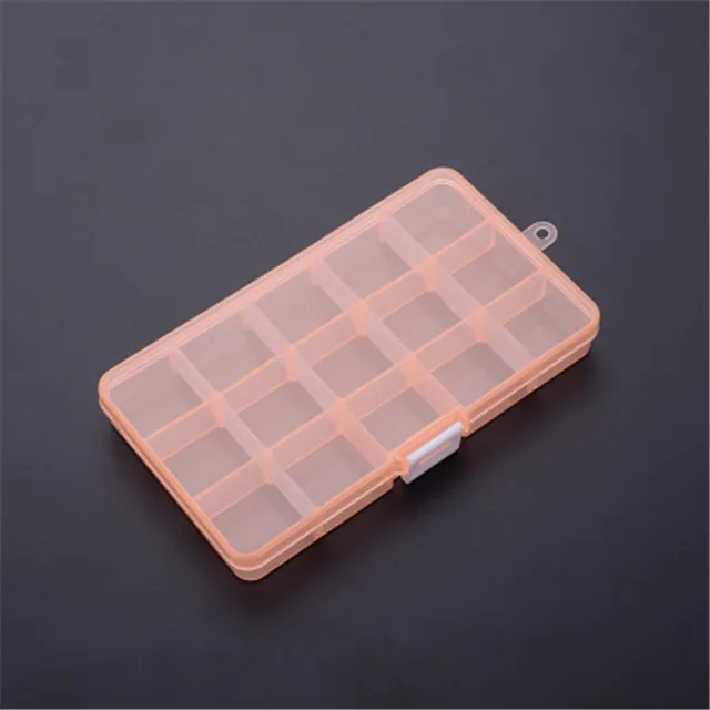 2pcs Practical Adjustable 15 Grids Compartment Plastic Storage Box Jewelry Earring Bead   Case Display Organizer Container