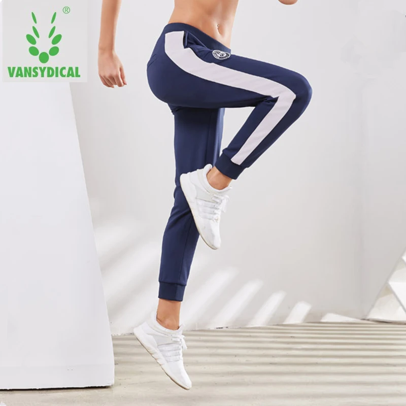 

Vansydical Sports Running Gym Yoga Pants Women's Striped Breathable Sweatpants Autumn Winter Outdoor Workout Jogging Trousers
