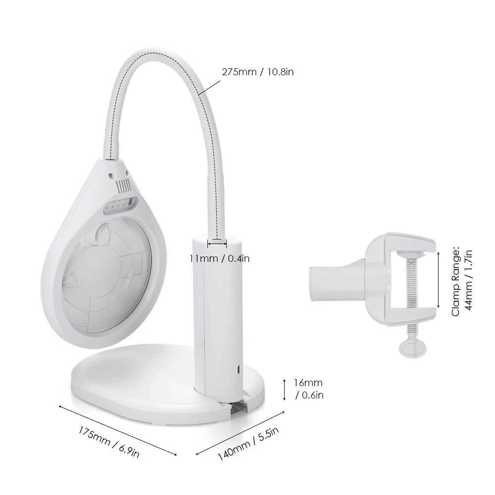 Светодиодный настольная лампа лупа 2-в-1 клип-на 2.3X/6X увеличительное Стекло с светильник инструмент для ремонта Лупа для чтения