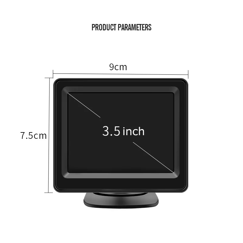 ANSHILONG 12-24V 3.5 inch TFT LCD Mini Car Vehicle Rear View in-dash Monitor 4:3 Screen 2Ch Video input 2 Brackets