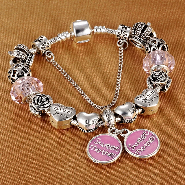Spinner 2017 Fashion Silver Sweet Mother Charm Bracelet Brand Spinner 2017 Fashion Silver Sweet Mother Charm Bracelet Brand Bracelets Bangles For Women S Day Jewelry Gift