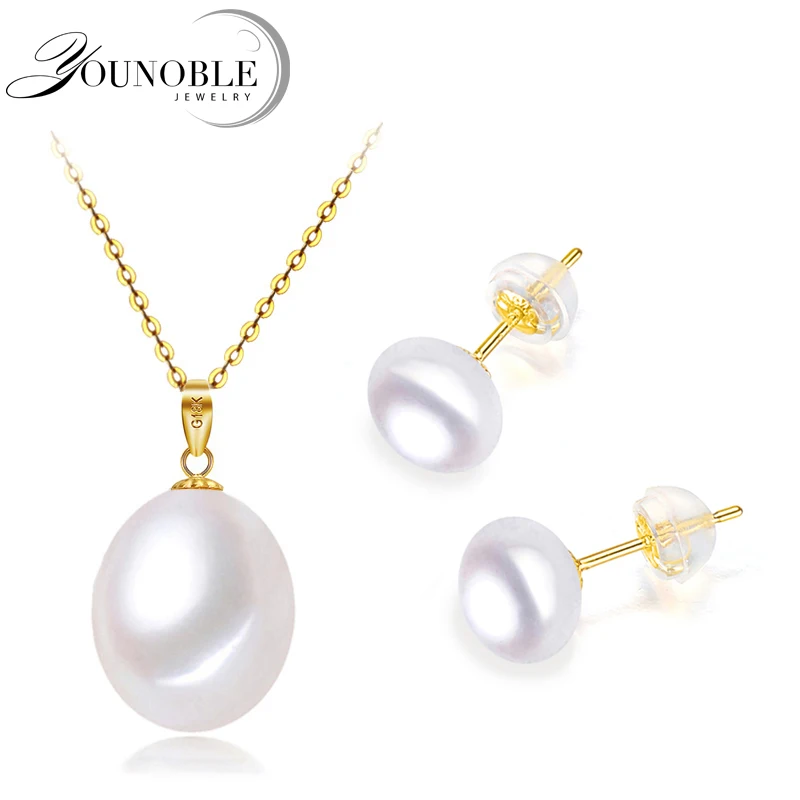 Комплект из колье и серёг серебра 925 пробы с пресноводным жемчугом|jewelry sets|earrings