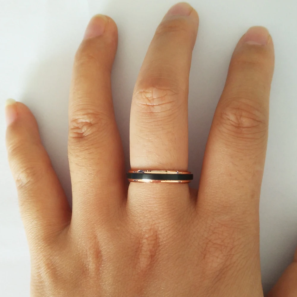 4mm Promised Rings For Women Lady Black Rose Gold Color Tungsten 4mm Promised Rings For Women Lady Black Rose Gold Color Tungsten Carbide Wedding Band Single Finger Jewelry Accessorise In Bands From