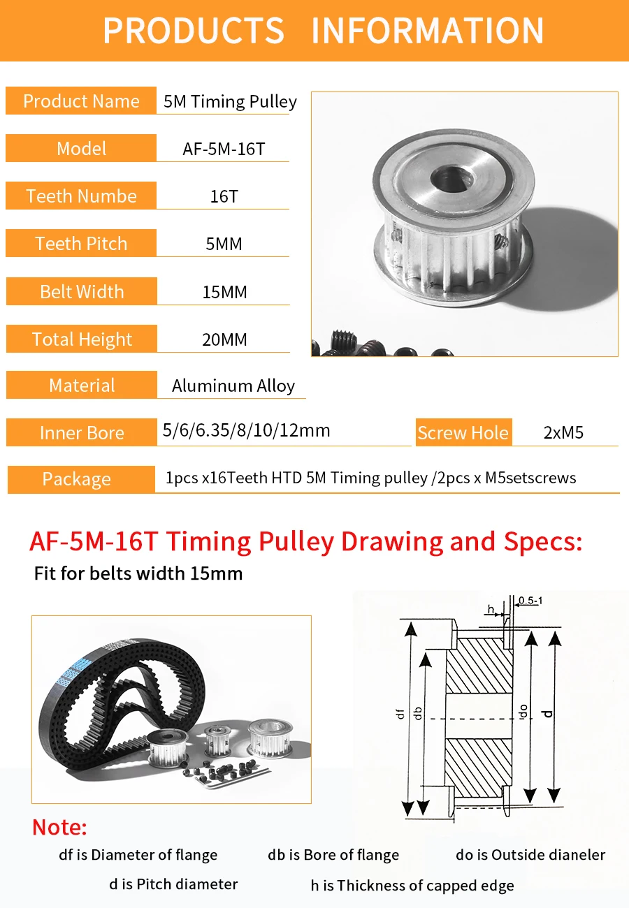 16 зубцов, шкив синхронизации-5м Bore5/6/6,35/8/10/12 мм подходят Вт = 15 мм HTD 5 м Belt16T 16 зубов HTD 5 м зубчатый шкив
