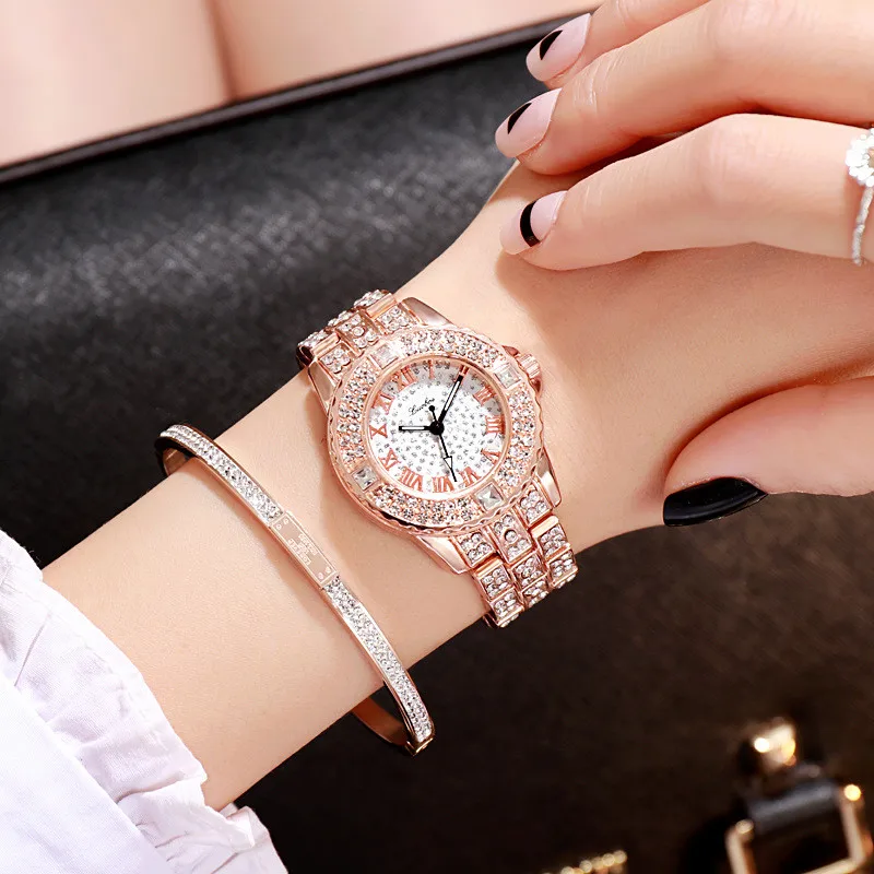 Montre femme Luxury Crystal font b Watches b font Women Fashion Bracelet Quartz Wristwatch Rhinestone Special