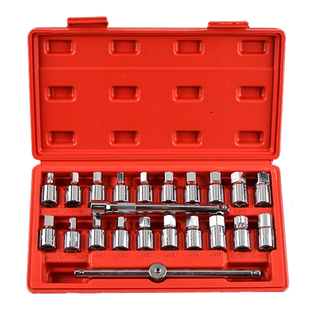 Car Oil Drain Plug Removal Tool Square Hexagon Socket Kit Nut Adaptor