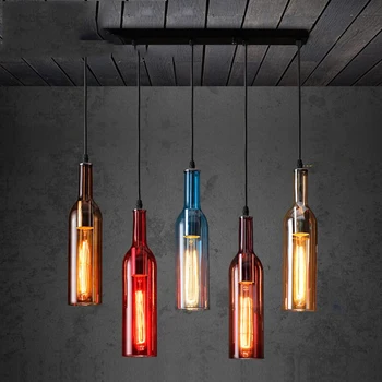 

bars cafes clothing stores colored beer bottles decorative pendant lamps Personalized LED Bottle pendant lights ZA001156