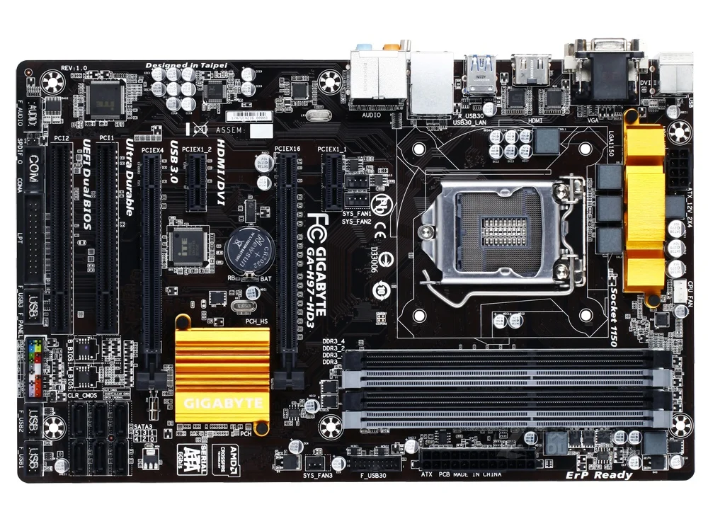 LGA 1150 для Intel H97 Gigabyte GA-H97-HD3 материнская плата DDR3 USB3.0 32 Гб H97 HD3 плата настольная системная плата H97-D3H SATA3 б/у