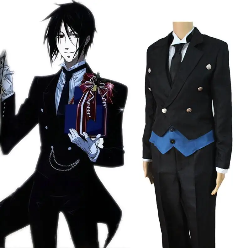 

Anime Black Butler Sebastian Michaelis Uniform Cosplay Costume Full Set Tuxedo ( Jacket + Vest + Shirt + Pants + Tie + Gloves )
