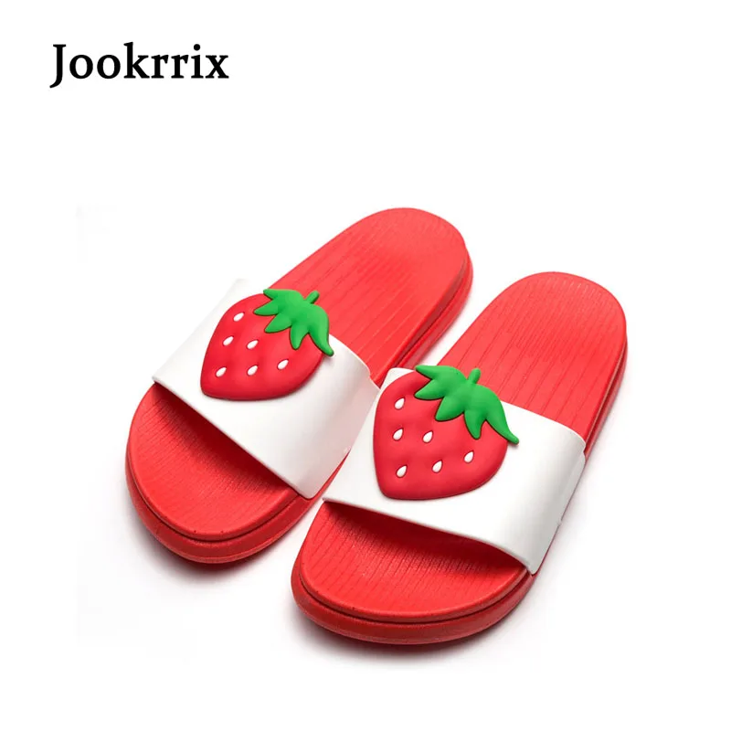 Женские тапочки на плоской подошве Jookrrix Клубничные шлепанцы с арбузом для ванной