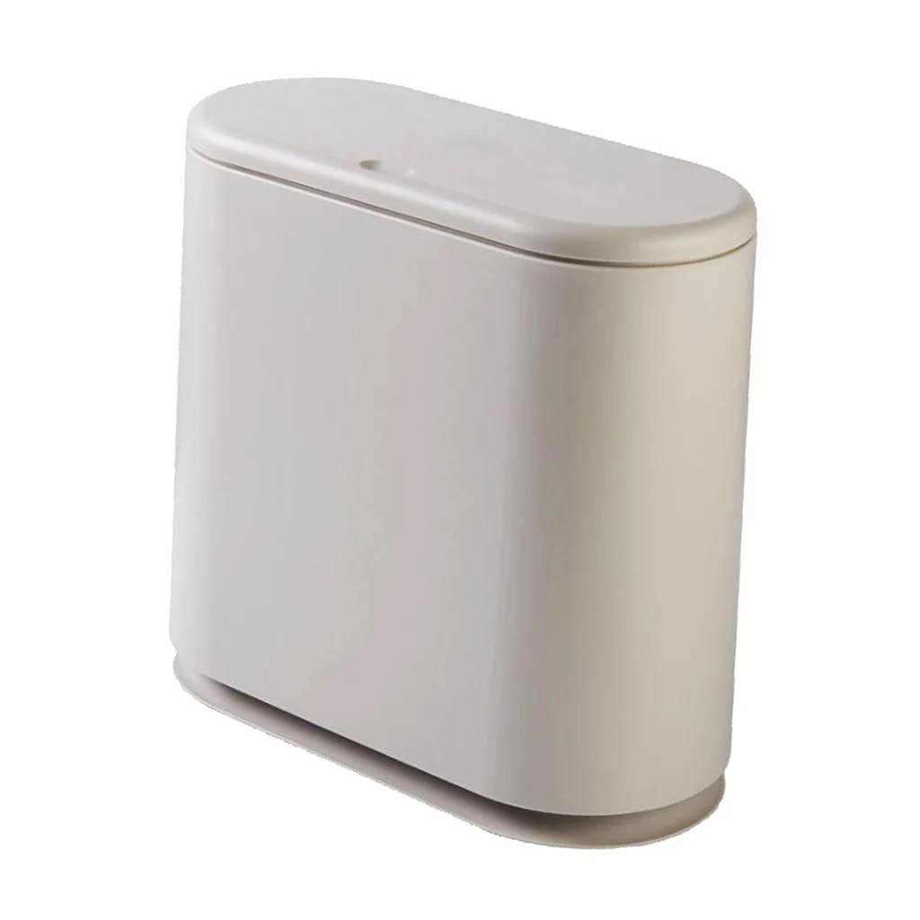 Modern Fashion White Flip Lid Trash Can Double Garbage Bag Holder Waste Bin