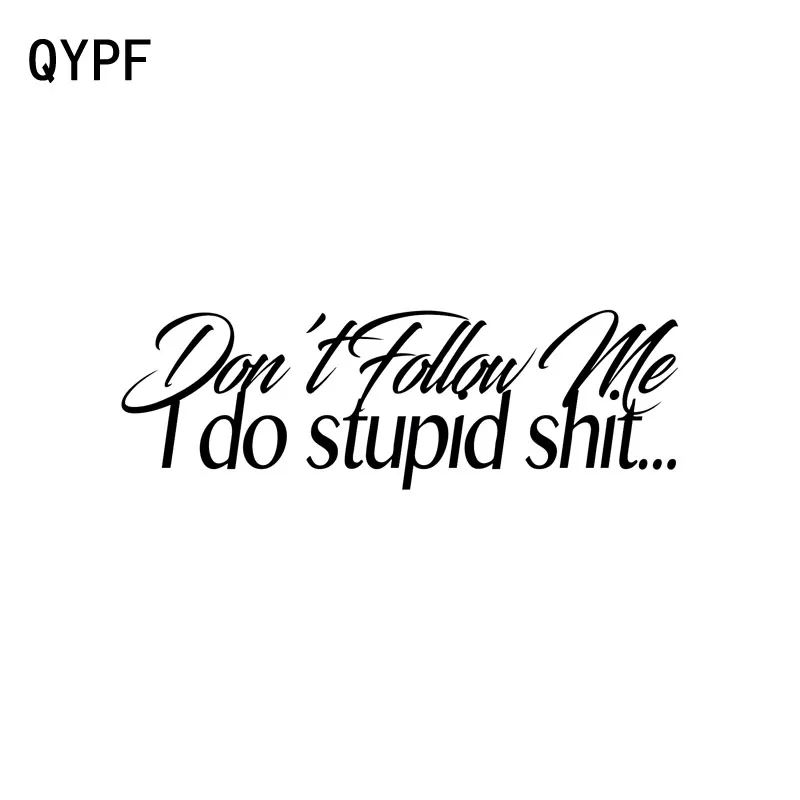 

QYPF 15CM*4.8CM Fashion Fun DON'T FOLLOW ME I DO STUPID Vinyl Car Sticker Decals Black/Silver C15-0110
