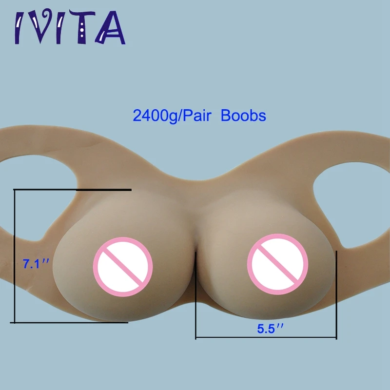 Реалистичная силиконовая форма для груди IVITA 2400 г Suntan искусственные