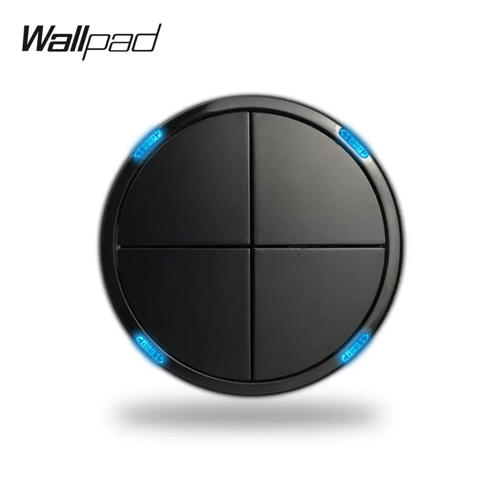 

Wallpad L6 4 Gang 2 Way Modular Black White Push Return Button LED Wall Light Power Switch DIY Free Combination LED Indicator