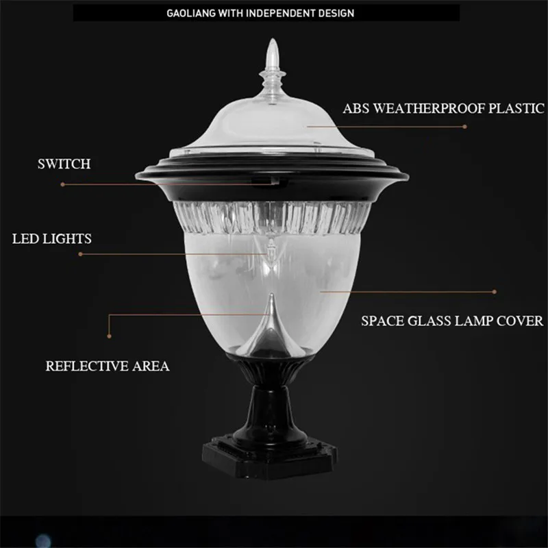 

Garden LED Solar Panel Pillar Lamp Outdoor Backyard Landscape Waterproof Light Energy Saving Super Bright Lighting Luminaria