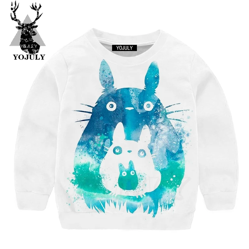 YOJULY/; Kawaii Totoro Harajuku; Детский свитер с 3d принтом; Новые Топы для мальчиков и девочек-подростков; одежда с длинными рукавами и принтом кота; SW11