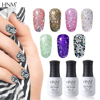 

HNM Diamond Bling Glitter UV Hybrid Varnish Semi Permanent Enamel Manicure Shiny Painting Gellak Stamping Base Top Coat 8ml