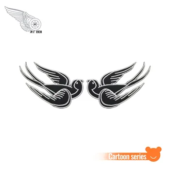 

Black Tattoo Sparrow Swallow Embroidered Patch Iron On Clothing Emo Punk Patch
