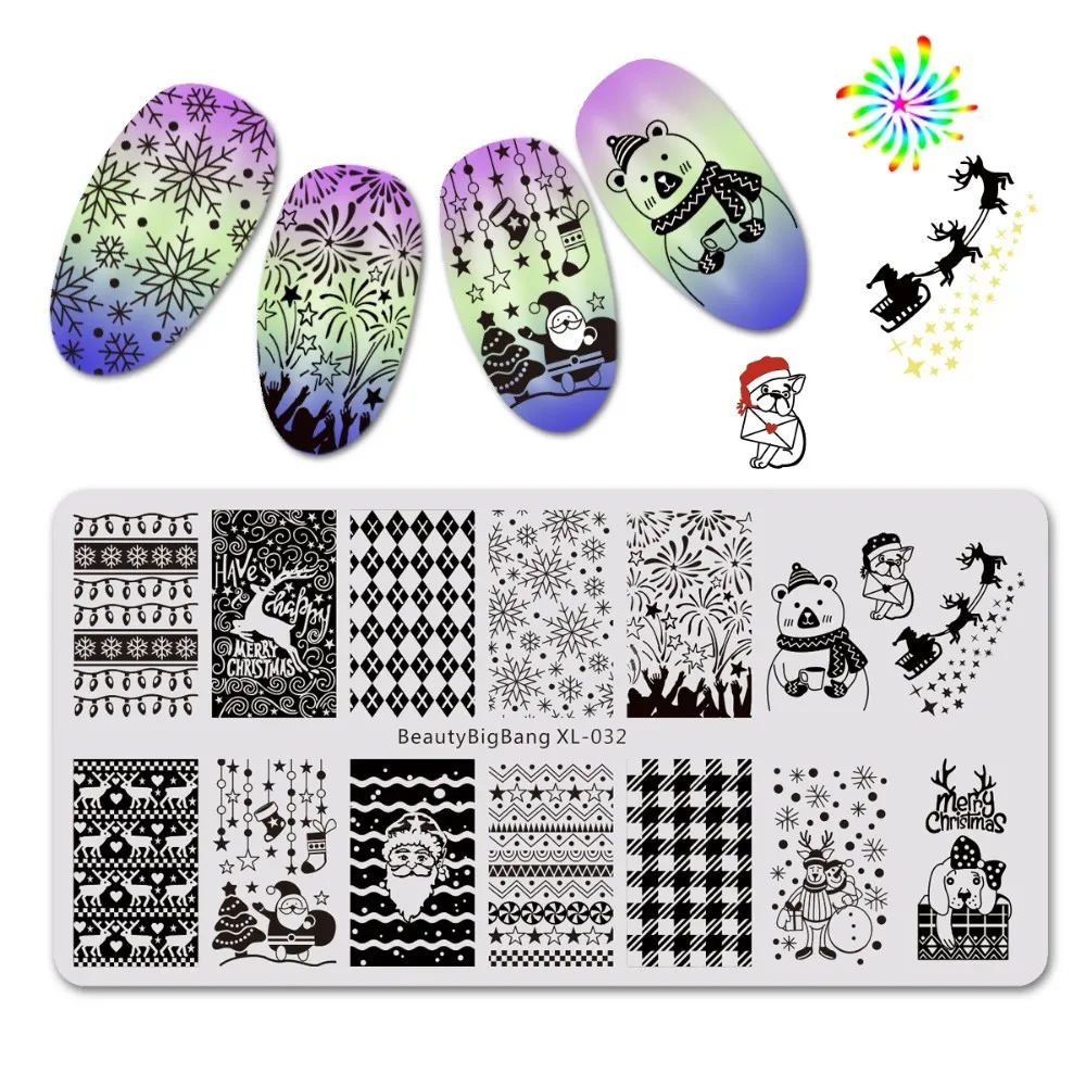 BeautyBigBang трафарет для ногтей 14 видов рождественской серии изображение снеговика дизайн ногтей шаблон ногтей штамповки пластины BBB XL-030 - Цвет: XL-32