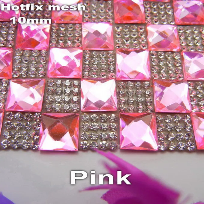 A13 Pink Блестящие 10 мм квадратные стеклянные стразы для горячей фиксации утюжок на клее на аппликации окантовки сетки Свадебные платья обувь декоративная - Цвет: A13 Pink