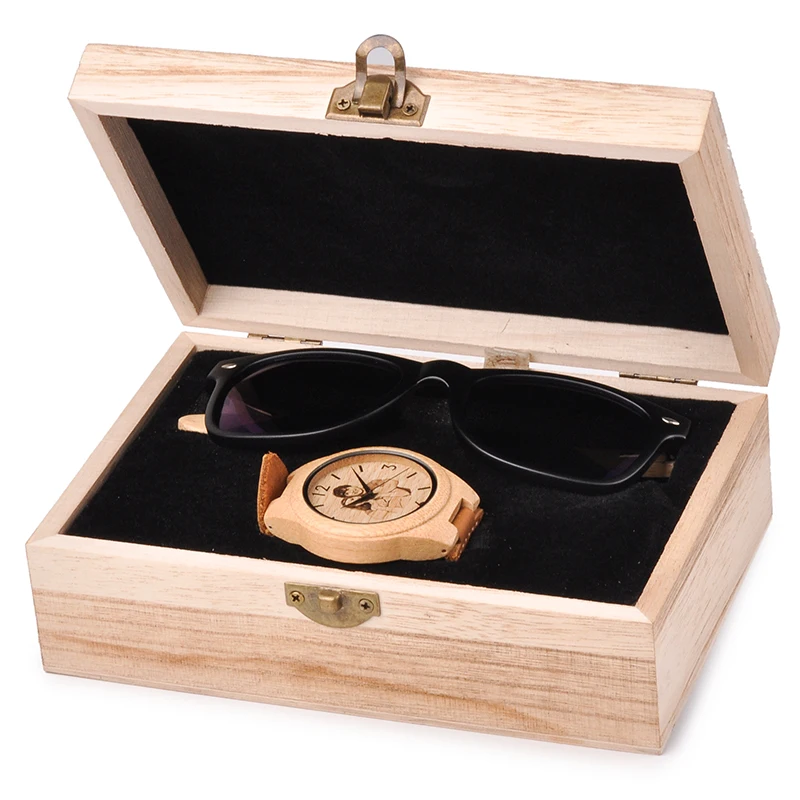 BOBO BIRD Custom Wood watch and Sunglasses Men Women Watches Luxury Idea Gifts with Wooden Box erkek kol saati