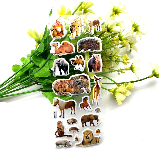 Pegatinas de animales en 3D para niños, 10 hojas de pegatinas de animales en 3D para álbum de recortes, para teléfono, portátil, regalos, animales, Tigre, León, dinosaurio, pegatina YYY GYH Pegatinas de animales en 3D para niños, 10 hojas de pegatinas de animales en 3D para álbum de recortes, para teléfono, portátil, regalos, animales, Tigre, León, dinosaurio, pegatina YYY GYH