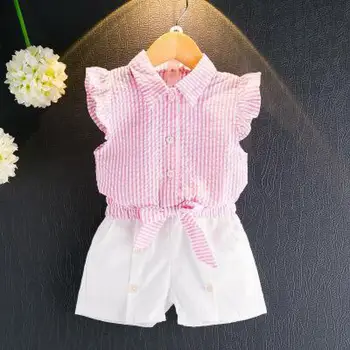 

2018 New Summer Models Europe And The United States Set Of Girls Short-sleeved Shirt T-shirt Shorts Suit Casual Two-piece Suit