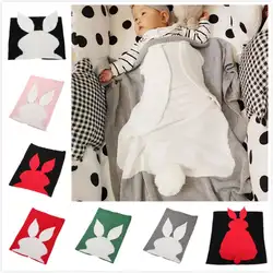 70x110 см малышей одеяло 3D кролик Вязание спать одеяло для маленьких девочек мальчиков теплые постельные принадлежности ШЕРСТИ ЛИСТ